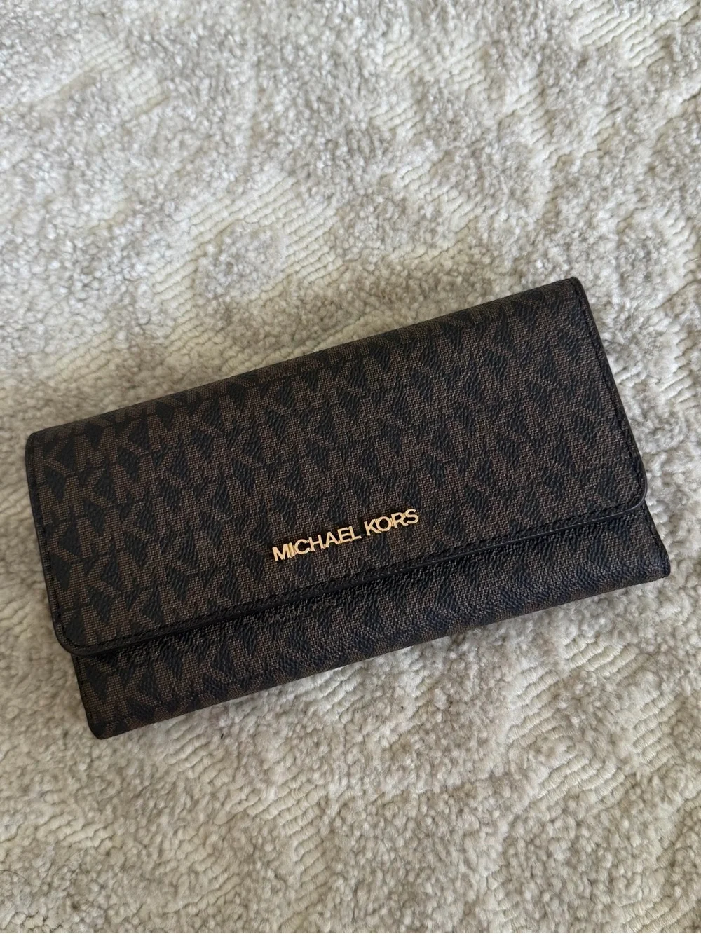 Michael Kors Jet Set Large Logo Trifold Wallet - Brown  BRAND NEW